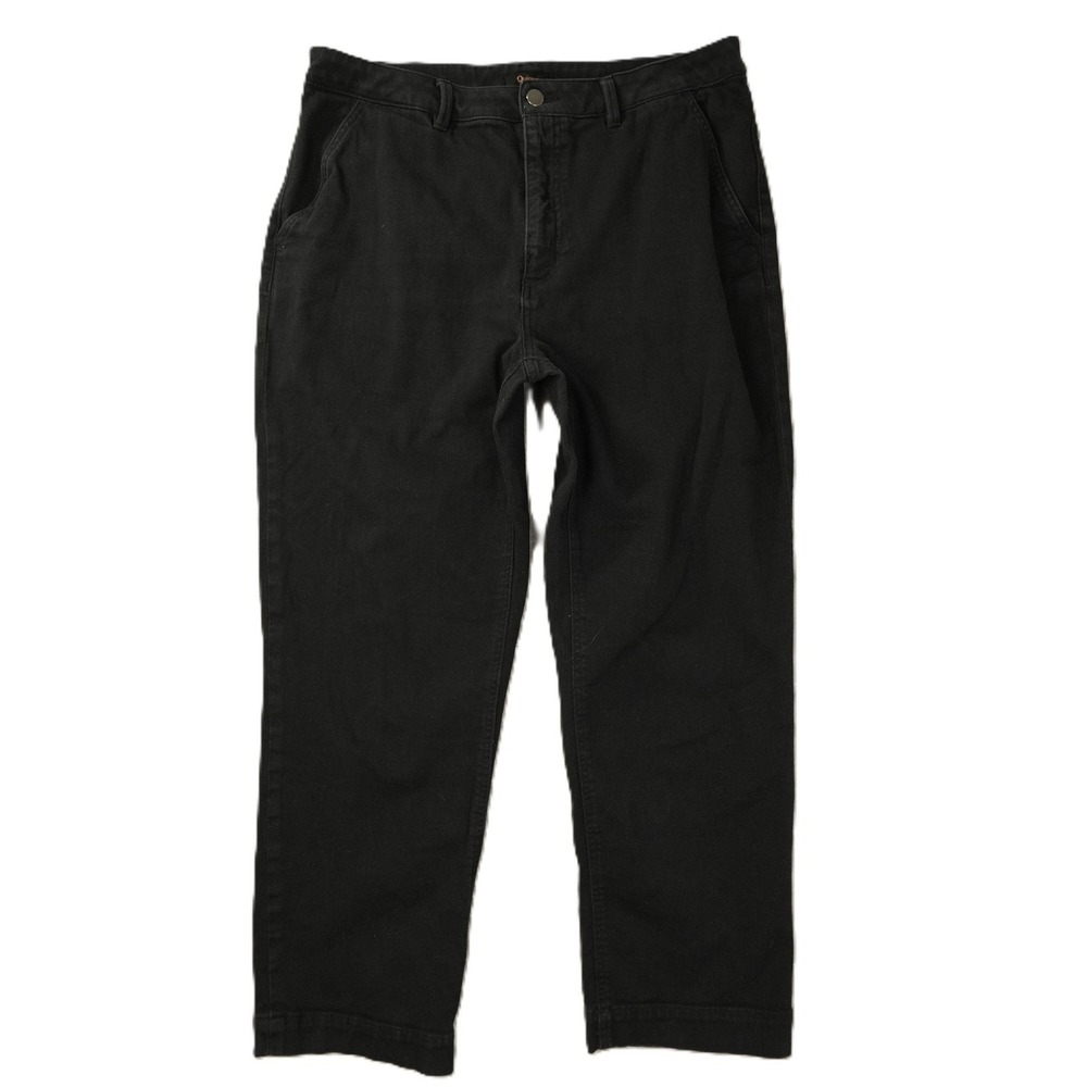 Quince Organic Cotton Stretch Twill Straight Leg Cropped Pants Women's 14 Black